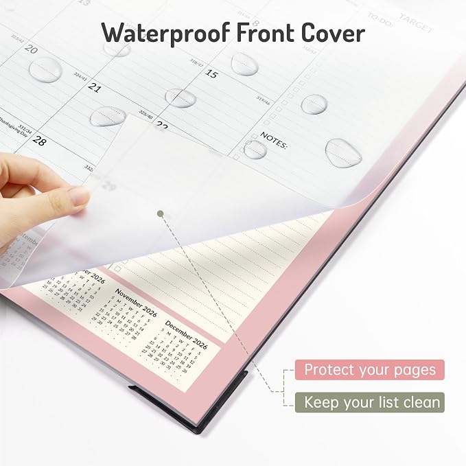 Forvencer Desk Calendar 2026-2027, 20 Months Calendar Runs from May 2026 to December 2027, 22" x 17" Large 2026 Desk Calendar Monthly Planner with Plastic Cover for Home School Office, Pink