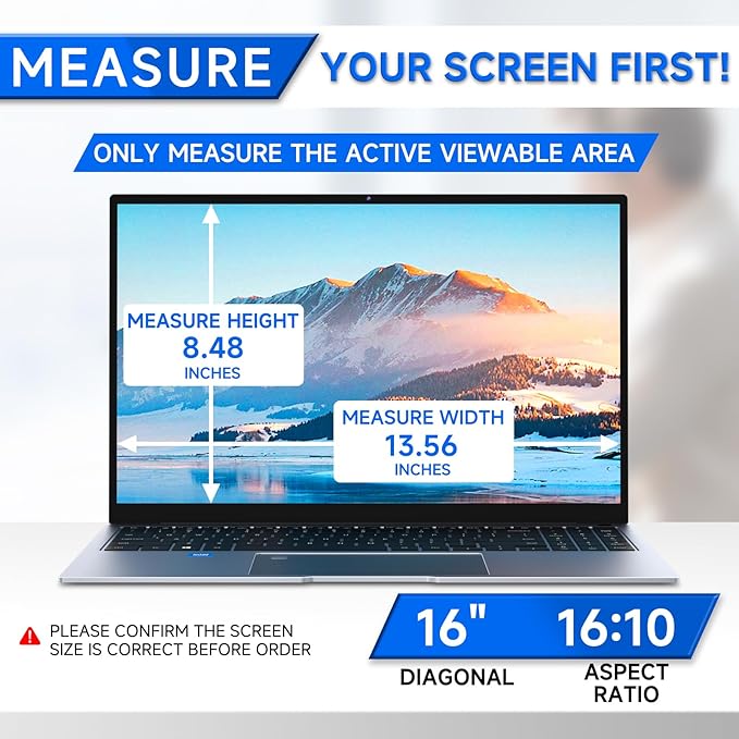 ZOEGAA 4-way 360°Laptop Privacy Screen For 16 Inch 16:10 Computer, Removable Privacy Screen For Computer Monitor, Anti Glare And Blue Light, Compatible With HP Dell Lenovo Asus Samsung Acer Thinkpad
