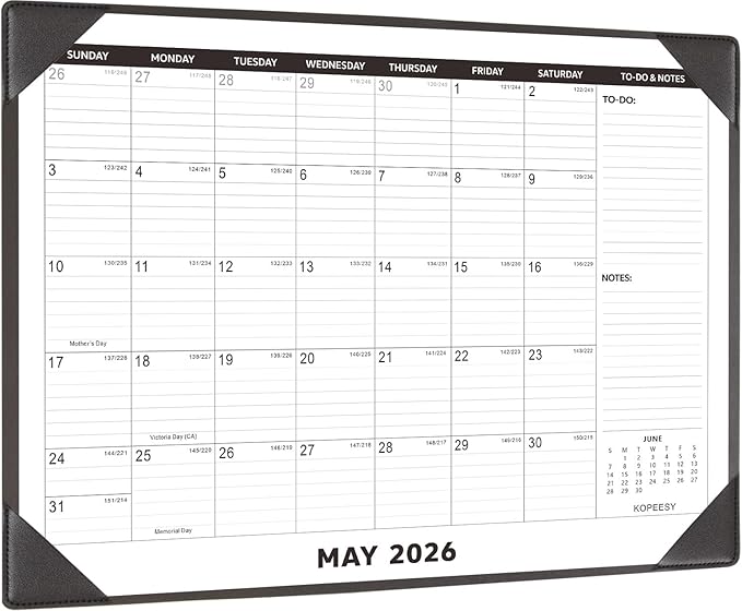 Large Desk Calendar 2026-2027 with Desktop Mat, KOPEESY 22" x 17" Desktop Calendar, 18 Mouths From March 2026 to August 2027, Office Supplies Desk Blotter Calendar for Home School and Office