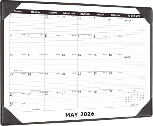 Large Desk Calendar 2026-2027 with Desktop Mat, KOPEESY 22" x 17" Desktop Calendar, 18 Mouths From March 2026 to August 2027, Office Supplies Desk Blotter Calendar for Home School and Office