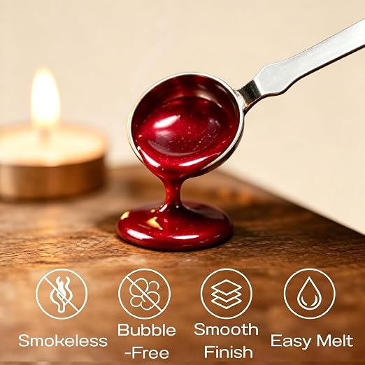 xxxHOLIC 400 Sealing Beads with Spoon & Tea Lights, Flexible Crack-Resistant Formula for Stamp Crafts, Smokeless Melting Set for Invitations, Envelopes, Cards & Gift Wrapping