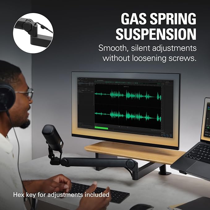 Elgato Wave Mic Arm Pro - 360° Rotatable Low Profile Gas Spring Microphone Arm, Works with Elgato Mics/Shure SM7B/HyperX QuadCast/Rode/Blue Yeti & more – For Broadcasting/Podcasting/Streaming