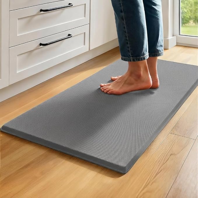 Kitchen Mat Cushioned Anti Fatigue, 0.75" Waterproof,Non Slip Kitchen Rugs, Memory Foam Comfort Mat for Standing at Home,Office,Sink,Laundry(20"x47.2" Grey)
