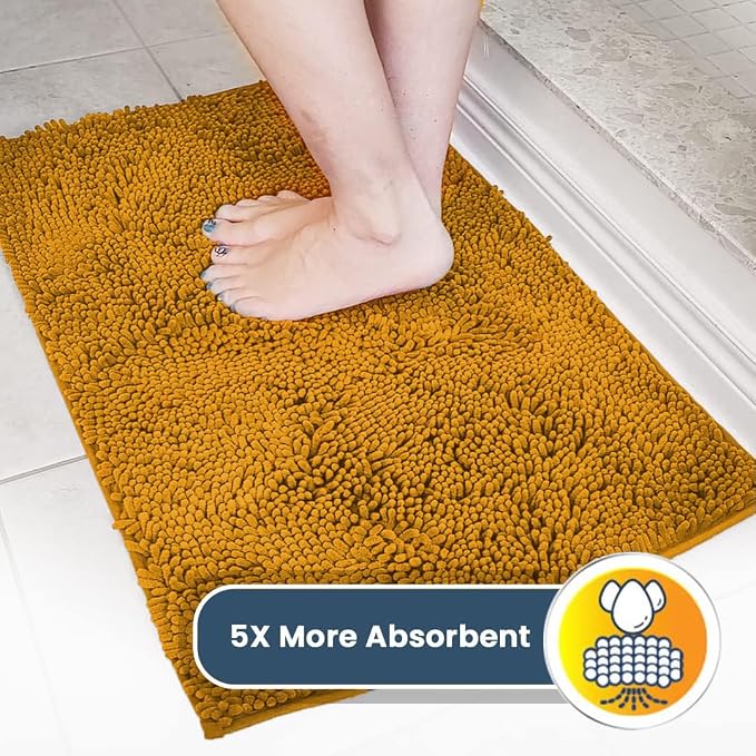 Muddy Mat® | Super Absorbent Door Mat Indoor, Microfiber Quick Dry Chenille Entryway Rug, Non-Slip Front Door Mat, Indoor Mats for Entryway, Machine Washable Pet Rug, Gold 19" x 30"