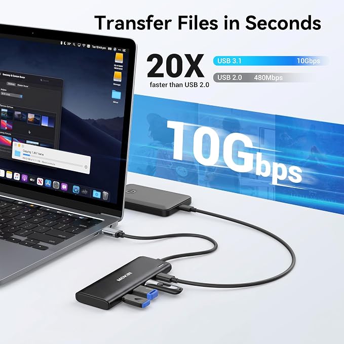 USB C to USB C Hub Dual Monitor, USBC Splitter with 4K@60Hz DP Alt Mode Video Output, 10Gbps Data Transfer, 100W PD Charging, Dual Monitors Adapter for Laptop, Portable Monitor and More Type C Devices