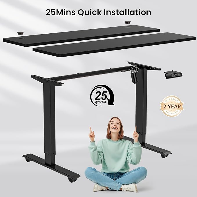 farexon 48 x 24 inch Standing Desk Electric Adjustable Height with Power Outlets, Stand up Desk with Ergonomic Workstation, Preset Heights Home Office Gaming Computer Workstations Table(Black)