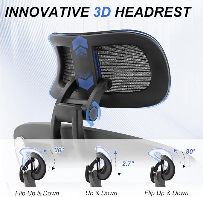 750lbs Ergonomic Office Chair,Upgrade Big and Tall Office Chairs for Heavy People,Mesh High Back Desk Chair with 5D Flip Arms Large Wheels,Adjustable Headrest & Lumbar Support,Wide Chairs