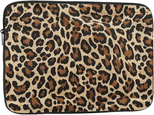 Brown Leopard Print Laptop Sleeve 12 inch, Slim Laptop Bag Case with Zipper, Portable Tablet Computer Carrying Case for Men Women