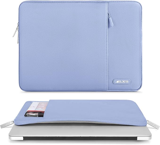 MOSISO Laptop Case 16 inch, 15-15.6 inch Laptop Sleeve Compatible with MacBook Pro 16 M5 M4 M3 M2 M1, HP Acer Dell Lenovo ASUS, Polyester Vertical Computer Sleeve Bag with Pocket, Pastel Blue