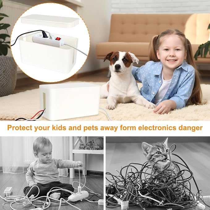 Mini Cable Management Cord Cover Wire Hider Box Concealer Organizer Protector System for Home Theater Entertainment Center Office School (Mini, White)