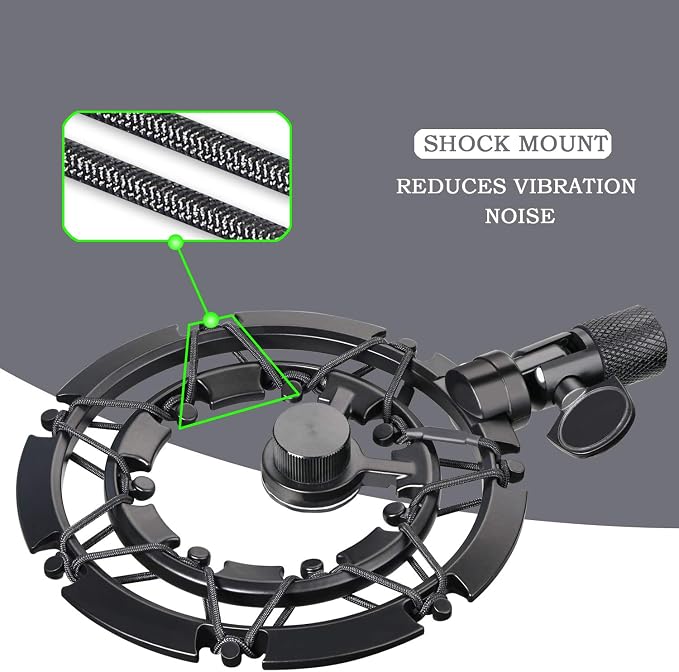 MV7 Shock Mount with Pop Filter, Alloy Shockmount with Foam Windscreen Matching Mic Boom Arm Stand Compatible with Shure MV7 Mic by YOUSHARES