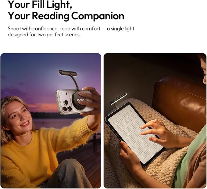 ULANZI M10 Magnetic Selfie Light - Gooseneck LED Phone Fill Light Portable Video Conference Lighting, 5 Brightness Levels & Modes, Flexible Arm LED Lights for iPhone/Android/iPad/Laptop/Photo/Reading