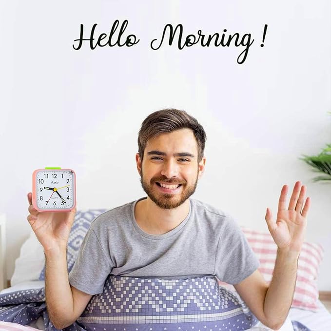 Analog Alarm Clock, Silent No Ticking Travel Alarm Clock Luminous | Battery Operated, Night Light, Snooze, Loud Alarm, Quiet Small Desk Clock for Bedrooms Deep Sleeper Adults