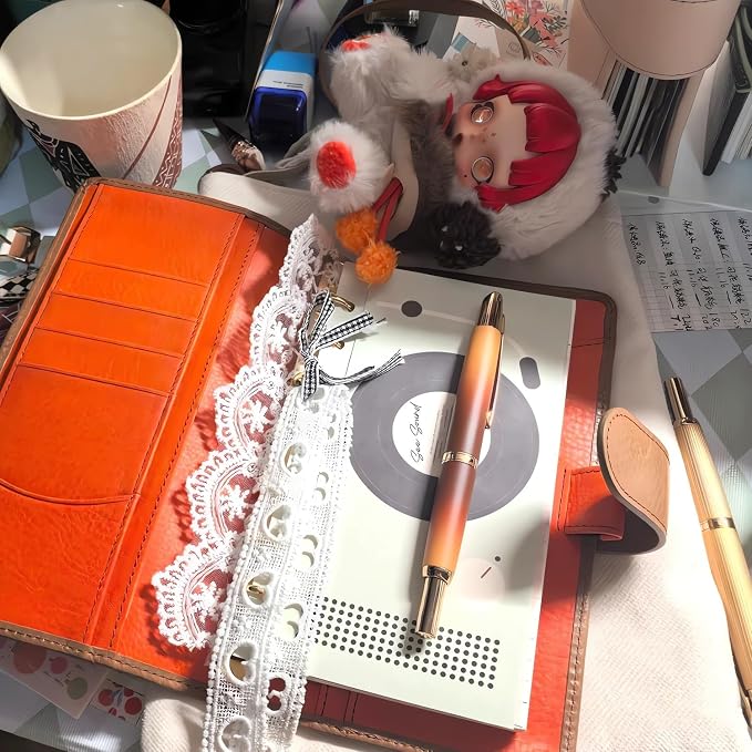 Jinhao 10 Retractable Fountain Pen, Caramel Coffee F Writing Pen with Converter and Pen Box