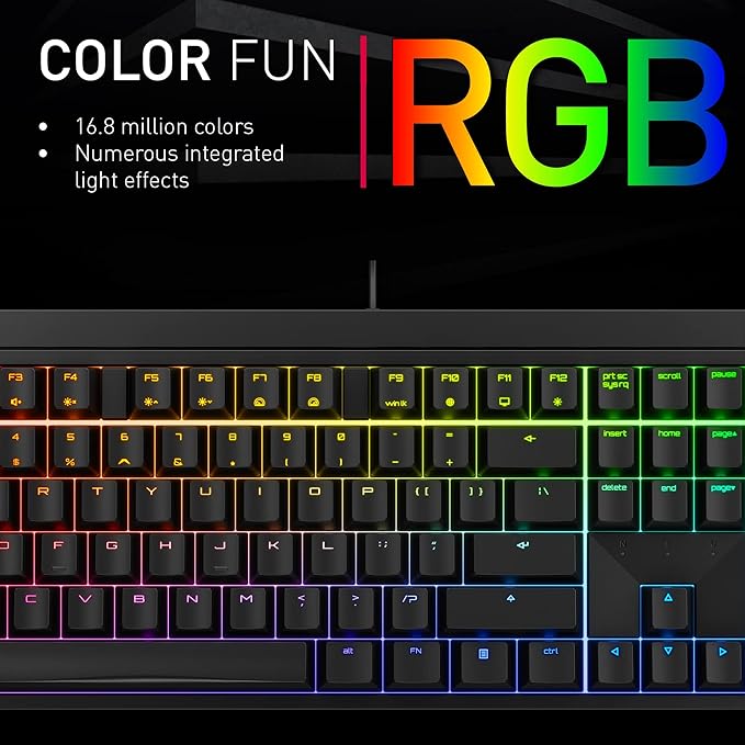 MX 2.0S, Wired Mechanical Gaming Keyboard with RGB-Lighting, Designed in Germany, Full Key Rollover, Anti Ghosting, MX2A Brown Switches, Black