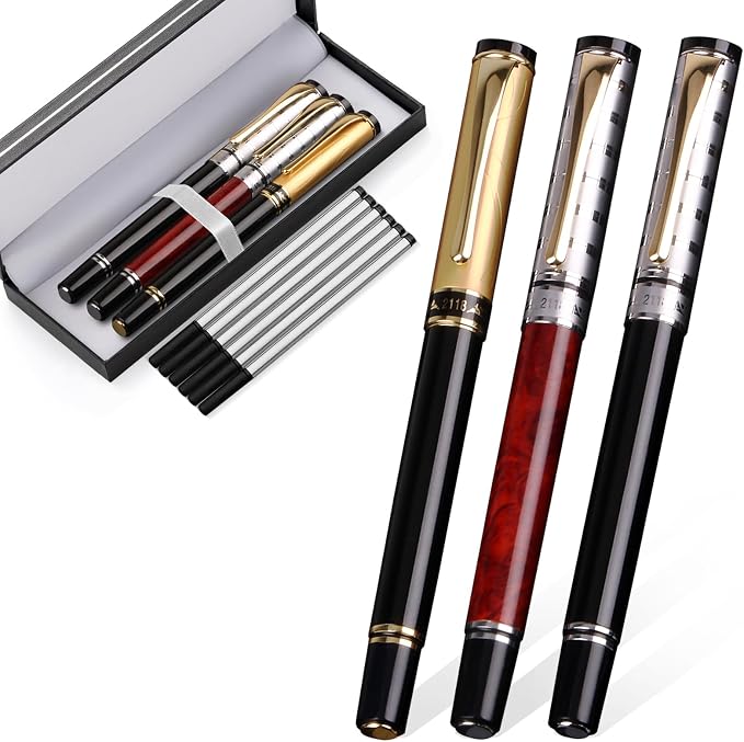 Luxury Gel Ballpoint Pens,Personalized Black Ink Pen Set with 6 Pcs Extras Replaceable Metal Refills, Ultra-Smooth Writing Experience, Perfect for Gifts,Business,Office