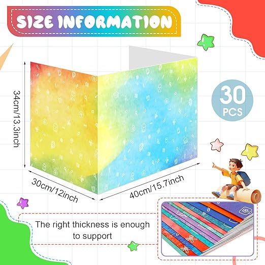 Sherr 30 Pcs School Privacy Boards Bulk for Student Colored Desk Trifold Divider Panels Privacy Partition Folders for School Student Teacher Desks, 15.8 x 13.4 x 11.81 Inches (Stylish Color)