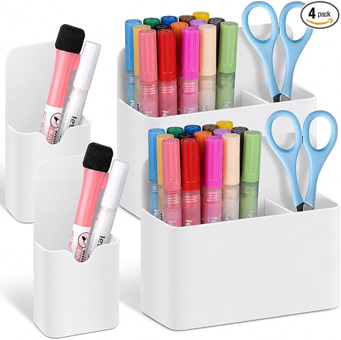 Grtard Magnetic Pen Holder, 4 Pack Magnetic Marker Holder for Whiteboard, Magnetic Dry Erase Marker Holder, Magnetic Pen Holder for Refrigerator, Magnetic Pencil Holder, Magnet Locker Organizer