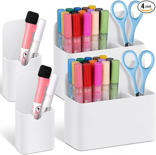 Grtard Magnetic Pen Holder, 4 Pack Magnetic Marker Holder for Whiteboard, Magnetic Dry Erase Marker Holder, Magnetic Pen Holder for Refrigerator, Magnetic Pencil Holder, Magnet Locker Organizer