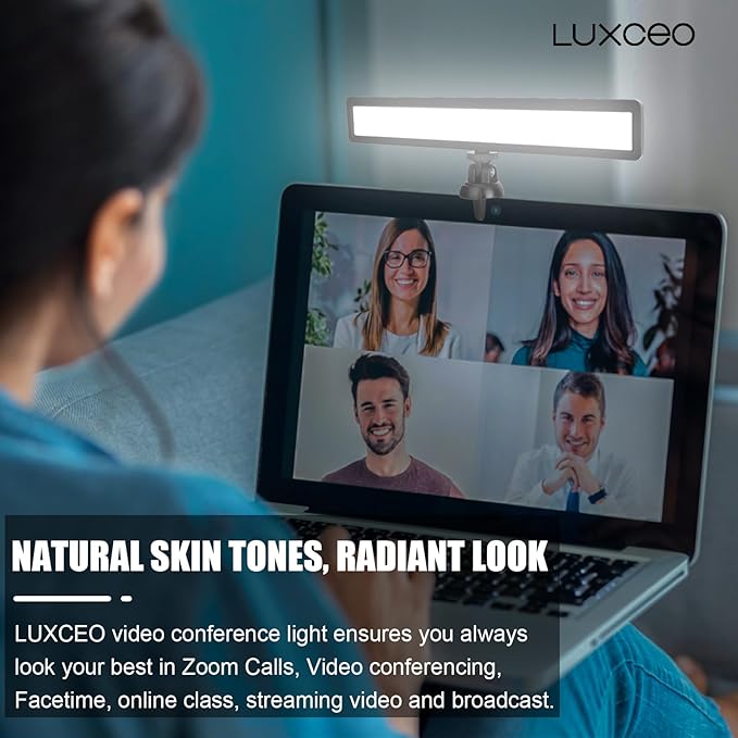 luxceo Video Conference Lighting, Zoom Light for Remote Working, Webcam Lighting for Laptop, Zoom Calls, Live Streaming, Online Class, Self Broadcasting, Video Conference Light Kit for Zoom Meeting