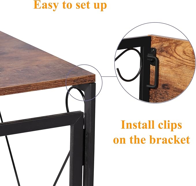 VECELO 39 Inch Folding Desk Simple Assembly, Writing Computer Desk for Home Office Study Office Foldable Table for Small Spaces,Classic Brown,2 Set