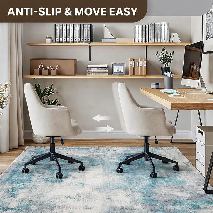 36"x60" Office Chair Mat for Hardwood Tile Floor, Under Desk Carpet Protector for Rolling Computer Chair Mat, Machine Washable Area Rug, Anti-Slip 1/5" Thick Low Pile Thin Vinyl Floor Mat, Black Beige