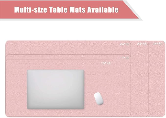 Office Desk Pad Protector Leather Desk Blotter Laptop Keyboard Mat Pad Waterproof Writing Desk Cover Mat Ultra-Thin Table Protector Cute for Women & Girl 17 X 36 Inch (Shell-Pink/Bright Silver)