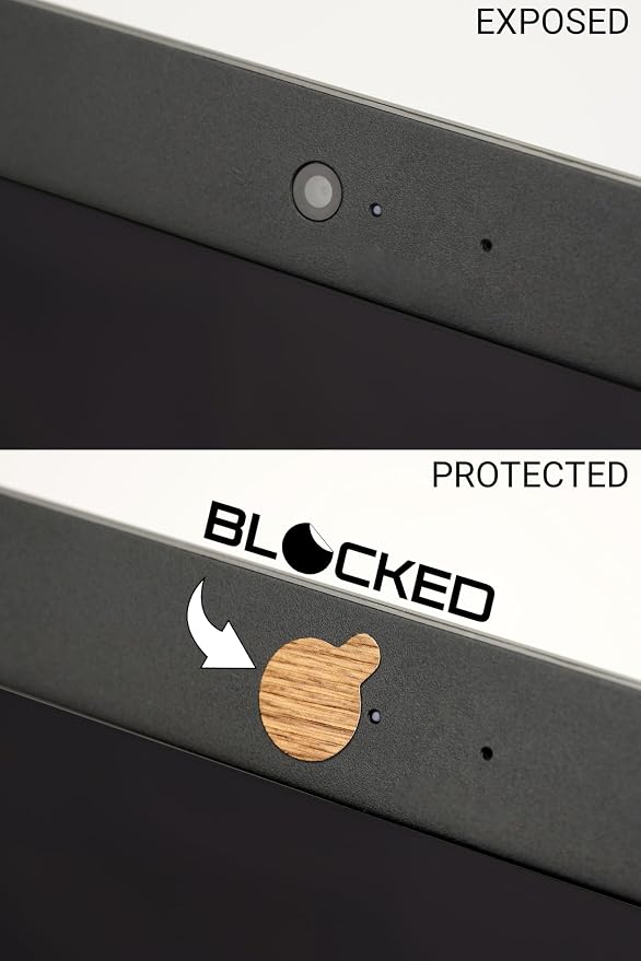 Rigid Series - 2X Thicker | BLOCKED Original Vinyl Webcam Cover Stickers | Restickable & Stackable Privacy Covers | for All Camera-endable Devices | 3-Sizes | 57 Tabbed Wood Grain Textured
