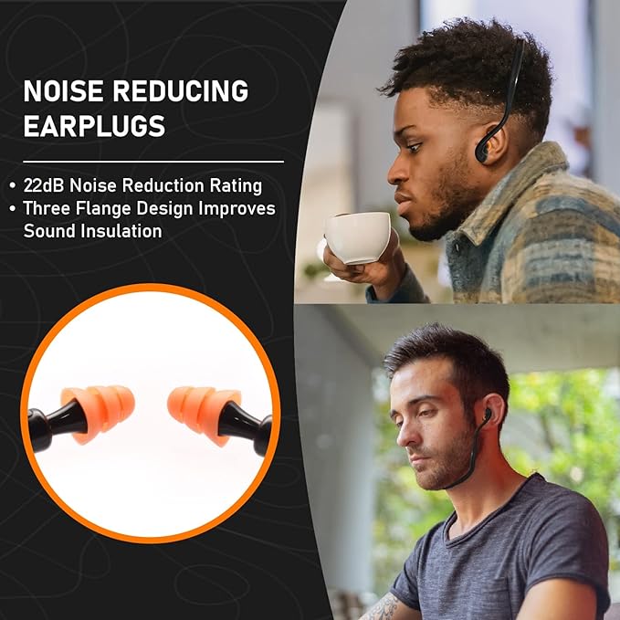 2 Banded Ear Plugs with 10 Pairs of Replacement Pods - Reusable Shooters Ear Protection for Mowing Shooting Construction Hunting - Washable Gun Range Hearing Protection Ear Plugs for Noise Reduction