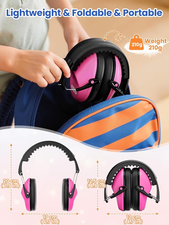 Dr.meter Ear Muffs for Noise Reduction: SNR27.4 Noise Cancelling Headphones for Autism with Adjustable Headband - Kids Ear Protection for Monster Truck, Airplane, Fireworks, Concerts and Kids Autism