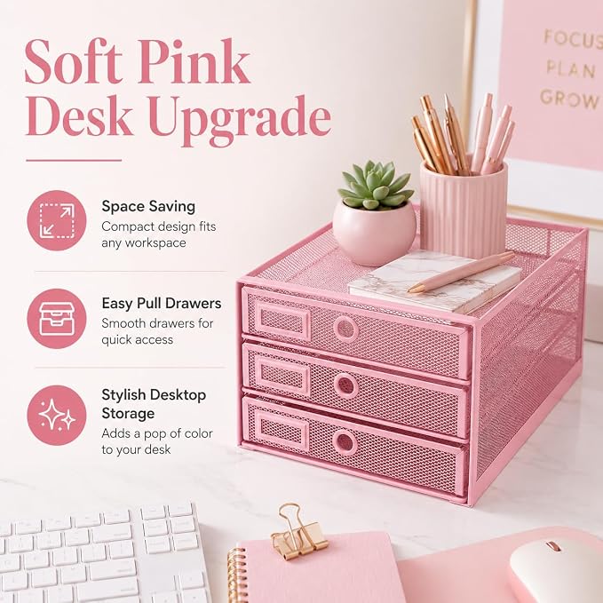 EXERZ Paper Sorter 3 Drawer Wire Mesh A4 / Desk Multifunctional Desk Organiser/Multi-Layer Letter Tray - for Documents, Magazines, Notebooks and Letter