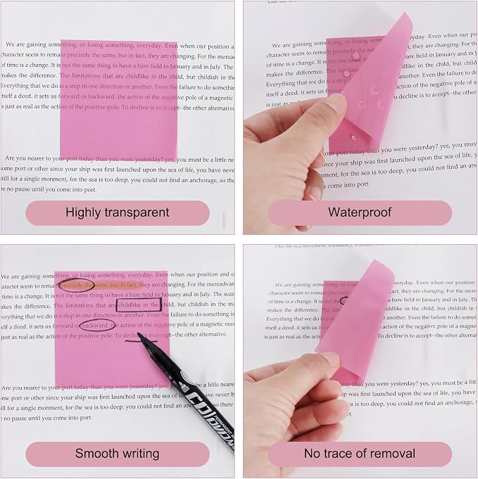 Vuzvuv 1120 Sheets Transparent Clear Sticky Notes with Pen,3x3 Inch Bulk Translucent Sticky Notes Set for Bible Tabs, Book Tabs, Office School Supplies(Rainbow Colors)