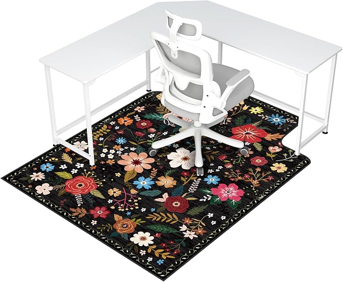 Office Chair Mat for Hardwood Floor & Tile Floor,48"X 60" Heavy Duty Desk Chair Mat for Hard Floors, Under Desk Rug for Rolling Computer Chair,Anti Slip,Low Pile Carpet Protector-Convex Colorful