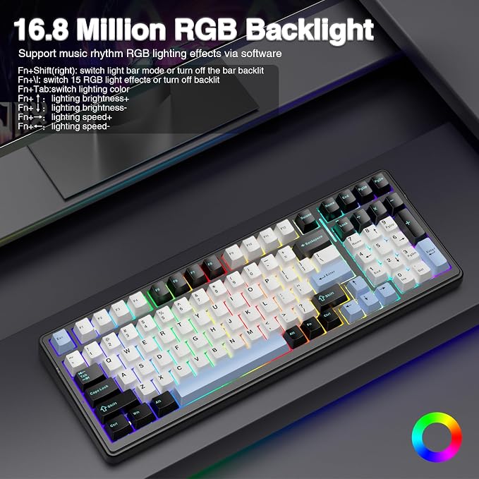 AULA F99 Wireless Mechanical Keyboard,Tri-Mode BT5.0/2.4GHz/USB-C Hot Swappable Custom Keyboard,Pre-lubed Linear Switches,RGB Backlit Gaming Keyboards for PC/Tablet/Xbox/PS4/PS5