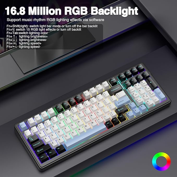 AULA F99 Wireless Mechanical Keyboard,Tri-Mode BT5.0/2.4GHz/USB-C Hot Swappable Custom Keyboard,Pre-lubed Linear Switches,RGB Backlit Gaming Keyboards for PC/Tablet/Xbox/PS4/PS5 (Renewed)