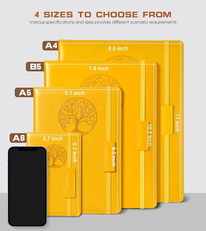 Biuwory Lined Journal Notebook for Women Men,256 Pages A4 Large Hardcover Leather Journals for Writing,Travel,Business,Work,School,College Ruled Notebooks for Note Taking, Diary Notepad 8.6"×11"
