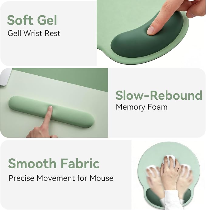Mouse Pad with Keyboard Wrist Rest,Ergonomic Mouse Pad Wrist Support PU Base with Coaster,Mousepad with Nonslip Base for Computer Laptop Keyboard Home&Office