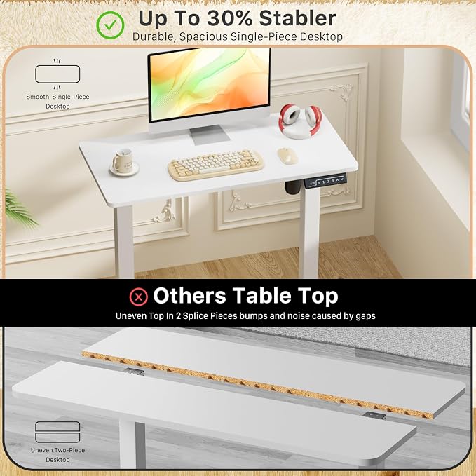 JOY worker Mini Electric Standing Desk, 31.5" x 15.75" Stand Up Workstation | White Small Whole Piece Height Adjustable Desk with Memory Controller, Narrow Computer Table for Home Office Walking Pad