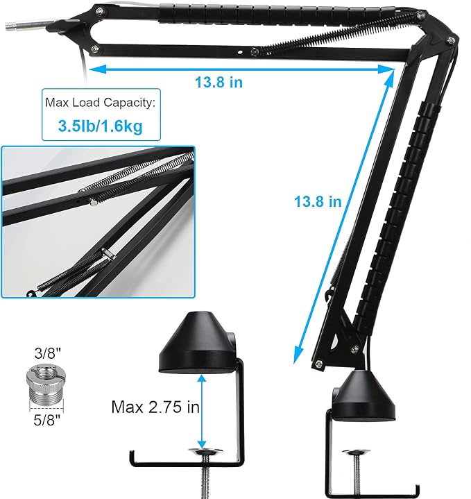 Razer Seiren X Boom Arm with Pop Filter - Professional Mic Stand for Broadcasting and Recording by YOUSHARES