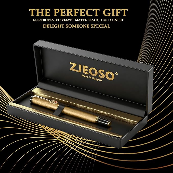 Nice pens for writing | Nice Rollerball Pens with Dragon Design, Elegant Gift Pen,for Men & Women Office & Signature Writing Pen, Refillable Black Ink Business Pen (Gold)