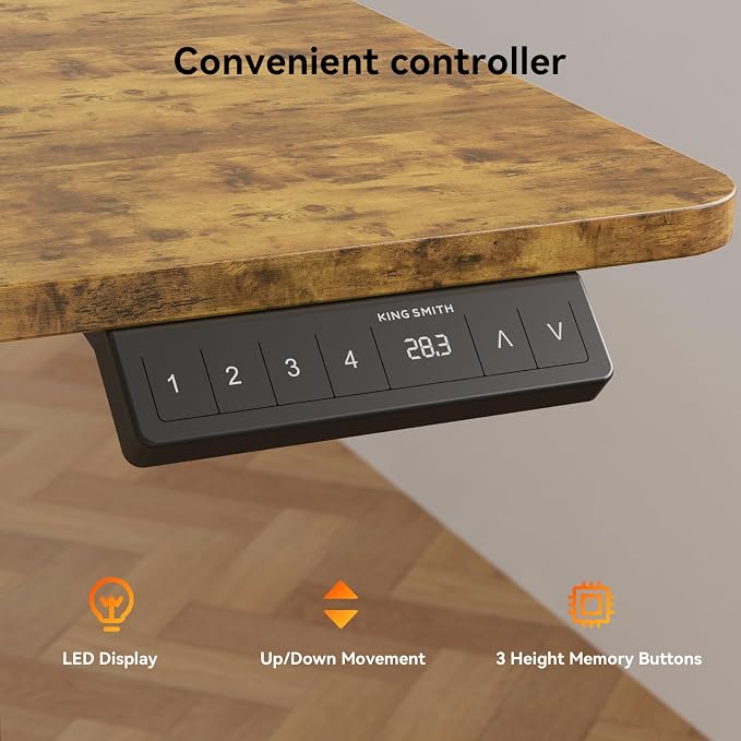 WALKINGDESK 63 Inches L Shaped Standing Desk with Keyboard Tray and 2 Drawers, L Shaped Electric Standing Desk, Adjustable L Shaped Office Desk,Corner Standing Desk for Home Office, Rustic Brown
