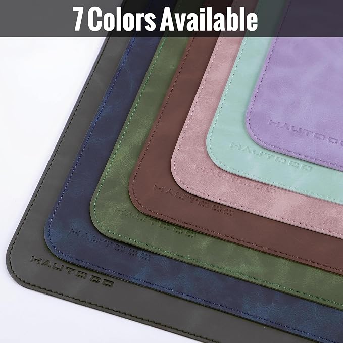 HAUTOCO Cork Desk Mat 31.5"x15.7", Distressed PU Leather & Cloth Desk Pad | Waterproof, Non-Slip, Stitched Edges, Royal Blue Large Gaming Mouse Pad, Laptop Blotter & Desk Protector for Office and Home