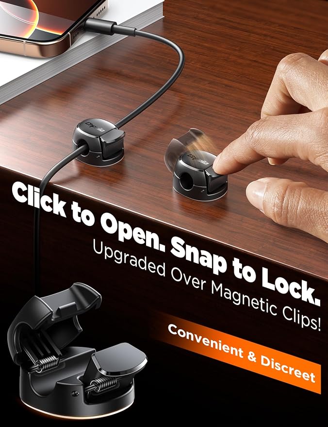 8-Pack Cable Clips, Dorm Room Essentials - Chfeila Cord Organizer with Max Adhesive, Cord Holder for Nightstand, Home Office Desk Accessories for Men & Women, College Dorm Room, Cubicle Accessories