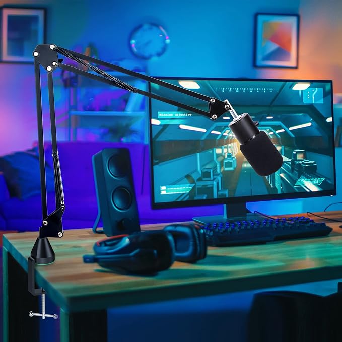 YOUSHARES Razer Seiren X Wall Mount Boom Arm - Wall Mount Microphone Holder for Razer Seiren X Mic, Vertical Surface Mount and Freely Swiveling Metal Wall Mount Clip Suitable for Saves the Desk Space