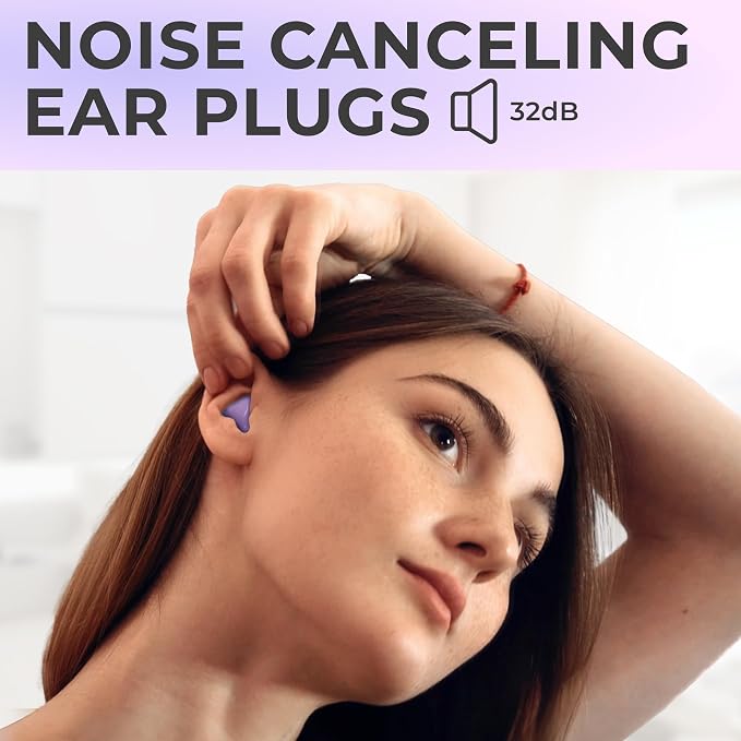 Peace&Quiet PQ Wax Ear Plugs for Sleeping, Swimming - 50 Soft Noise Cancelling Silicone Gel Wax Earplugs for Sleep and Swimmers, Ear Protection with Sound Blocking Level of 32 Db, Lavender