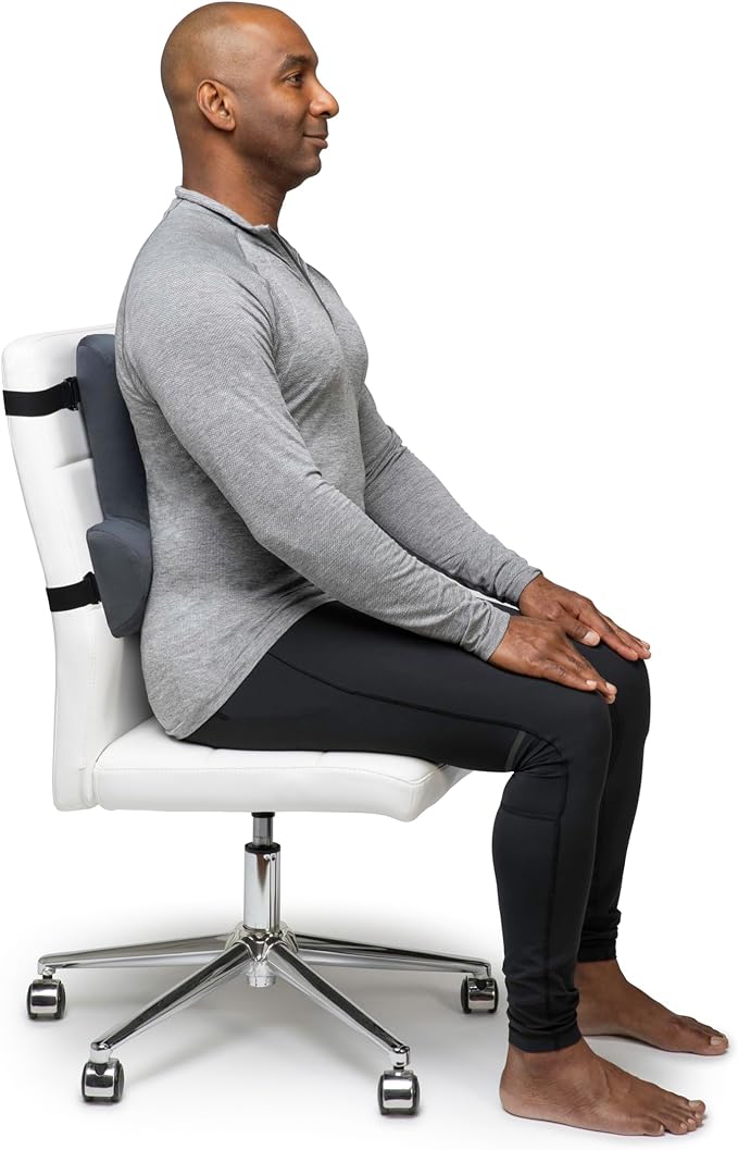 OPTP Thoracic Lumbar Back Support – Posture Support, 16"H x 12"W x 3"D | Full back and lumbar support for improved sitting posture, upper/lower back support for chair & car travel, Made in the USA