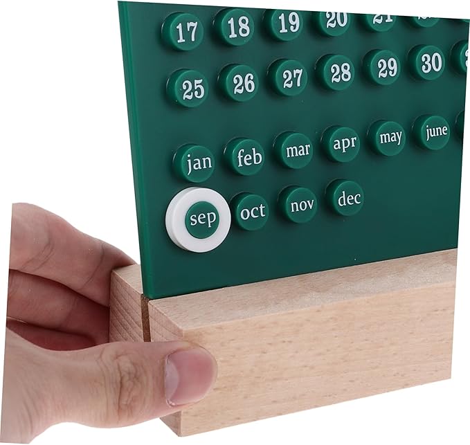 Perpetual Desk Calendar Green Acrylic Date Display Manual Flip Kawaii Ornament for Home Office Bedroom Study Decor with Smooth Edges and Lightweight Design