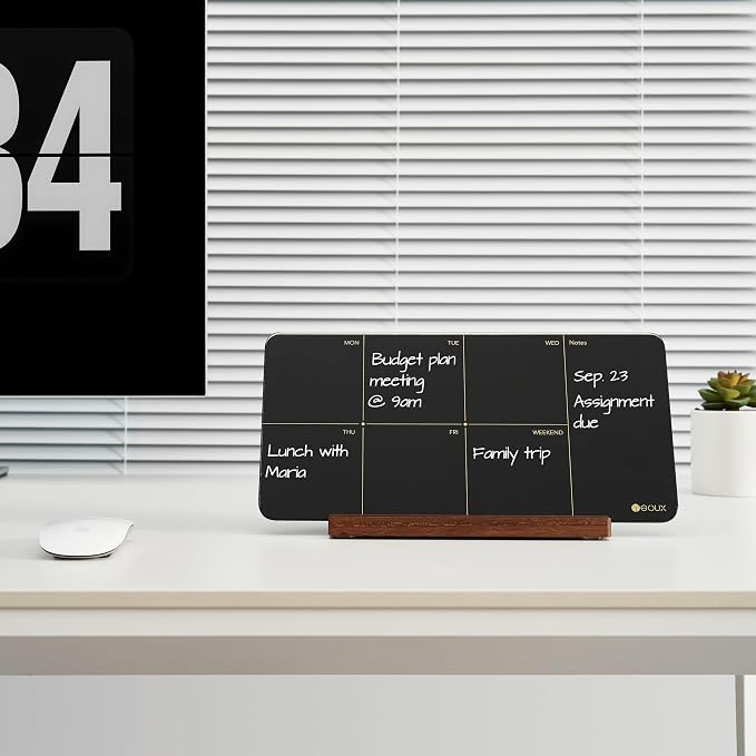 Desktop Black Glass Weekly Planner Dry Erase Whiteboard with Detachable Wood Stand,Small Portable Week Calendar to Do List White Board 12x6 for Office, Home, Schools, Marker&Eraser Included, Yeoux | Detachable Wood Stand, Small Portable, Week Calendar ...
