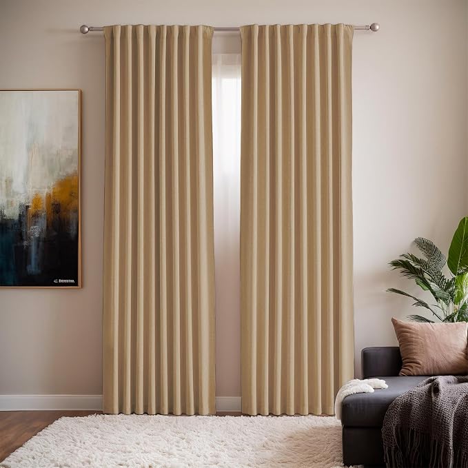 Cafe Curtains for Living Room Bedroom 2 Panels Sets - Room Darkening Curtains 72 Inches Long - Uv Light Blocking Heat Reducing Curtain for Energy Efficient Saving