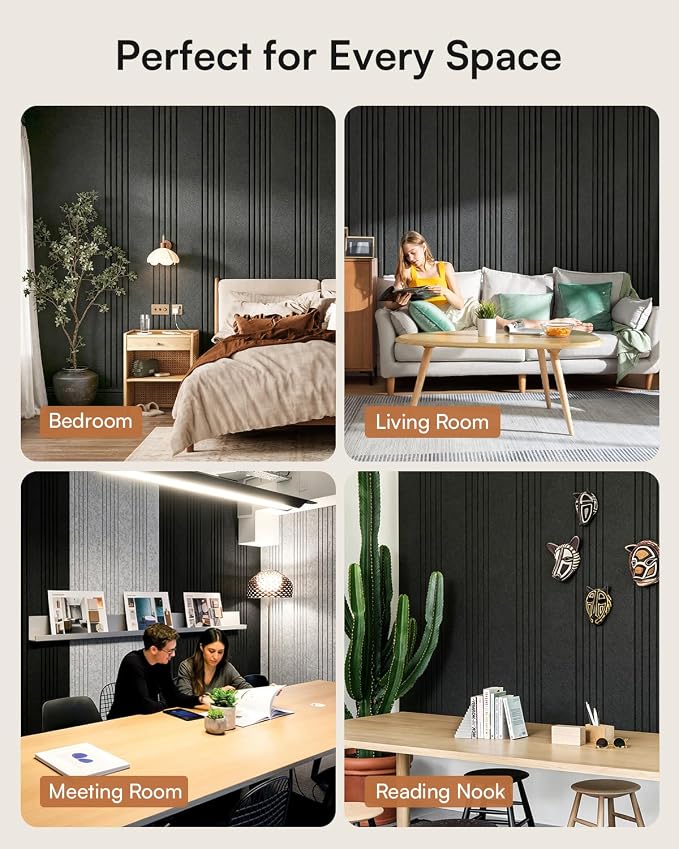 SODOCT 6 Pack Large Acoustic Panels, 47.2" X 23.6" X 0.4" Sound Proof Panels for Walls, Decorative Sound Absorbing Panels for Home Studio & Office, Black